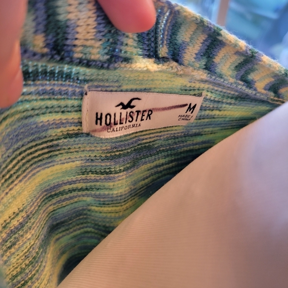Hollister Blue Green Knit Cardigan Sweater - Picture 6 of 8